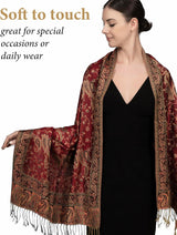 Achillea Reversible Paisley Pashmina Rave Scarf – Exotic Indian Shawls and Wraps for Evening Dresses, Festivals, All Seasons
