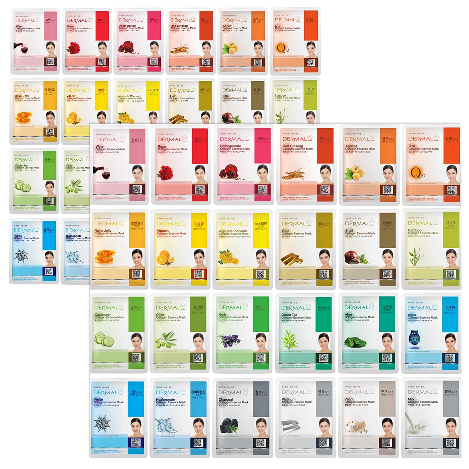 DERMAL 24 Combo Pack Made in Korea Facial Mask – 20+ Years of K-Beauty Experience, Premium Quality Korean Sheet Masks for Daily Skincare Routine