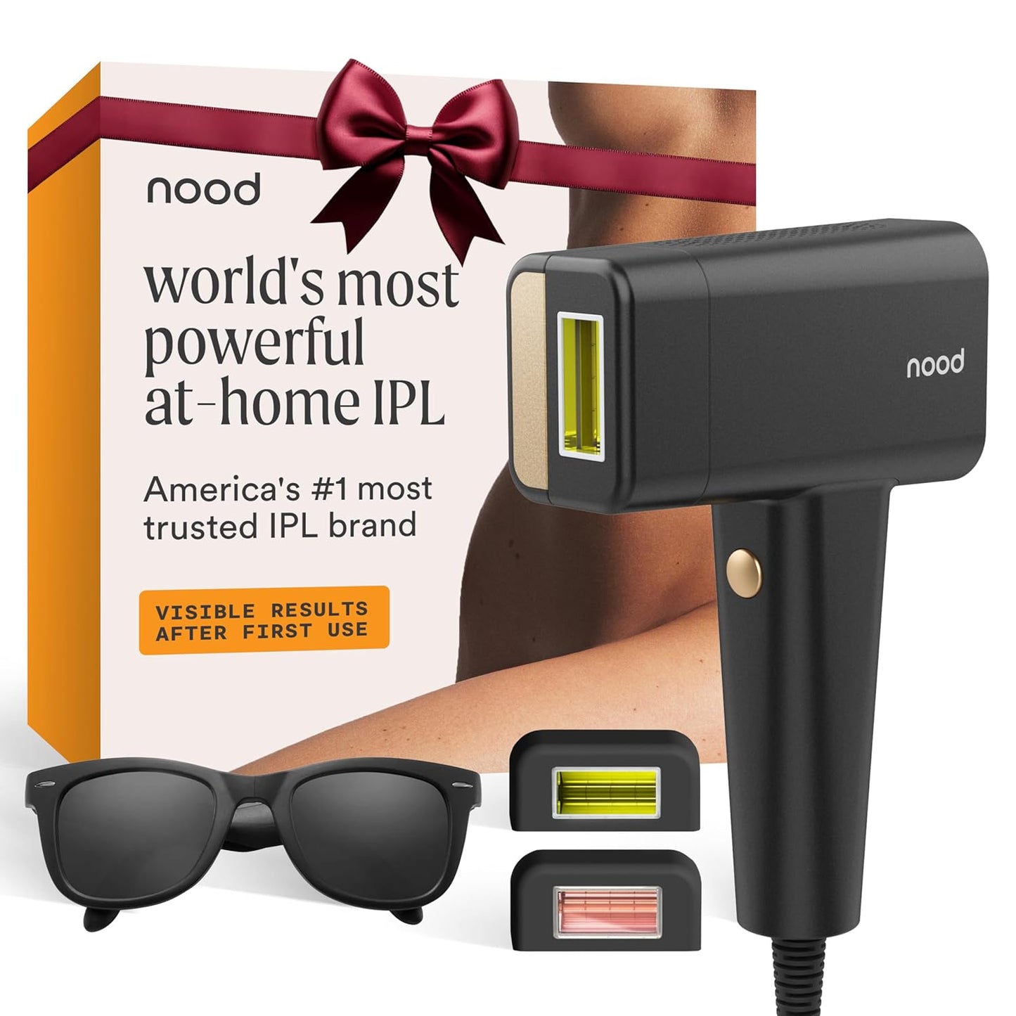 Nood™ NEW Flasher Pro — IPL Hair Removal Device & Anti-Aging Red Light Therapy for Women & Men — Pain-free, Permanent, Visible Results After First Use & Works Everywhere Hair Grows — Gloss White