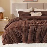 BEDELITE Fleece Comforter Set -Super Soft & Warm Fluffy Cream White Bedding, Luxury Fuzzy Heavy Bed Set for Winter with 2 Pillow Cases