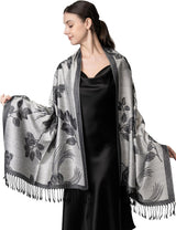 Achillea Reversible Paisley Pashmina Rave Scarf – Exotic Indian Shawls and Wraps for Evening Dresses, Festivals, All Seasons