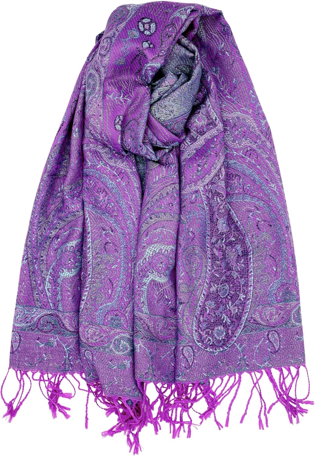 Achillea Reversible Paisley Pashmina Rave Scarf – Exotic Indian Shawls and Wraps for Evening Dresses, Festivals, All Seasons