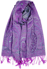 Achillea Reversible Paisley Pashmina Rave Scarf – Exotic Indian Shawls and Wraps for Evening Dresses, Festivals, All Seasons