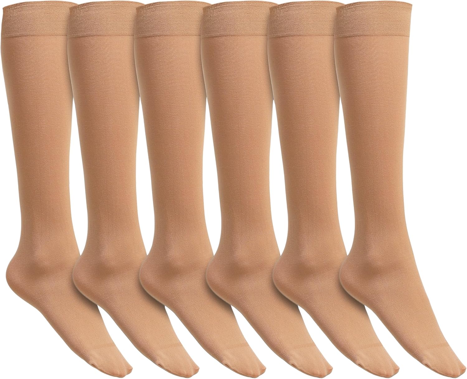 Winterlace Women’s Trouser Socks, Opaque Stretchy Nylon Knee High, Many Colors, 6 or 12 Pairs