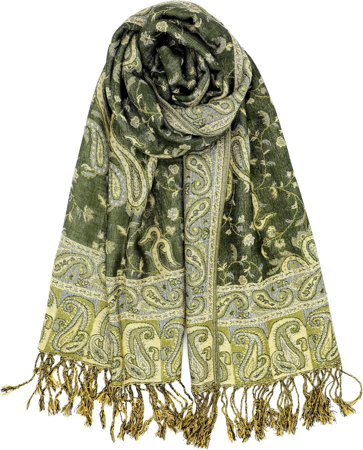 Achillea Reversible Paisley Pashmina Rave Scarf – Exotic Indian Shawls and Wraps for Evening Dresses, Festivals, All Seasons
