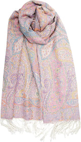 Achillea Reversible Paisley Pashmina Rave Scarf – Exotic Indian Shawls and Wraps for Evening Dresses, Festivals, All Seasons