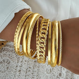 ÌF ME Gold Bangle Bracelets for Women, Indian Bangles Stackable Set, Multi Layer Textured 14K Gold Plated Chunky Bracelets Boho Jewelrys Set