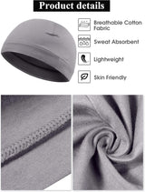Syhood 4 Pieces Men Skull Caps Soft Cotton Beanie Hats Stretchy Helmet Liner Multifunctional Headwear for Men Women