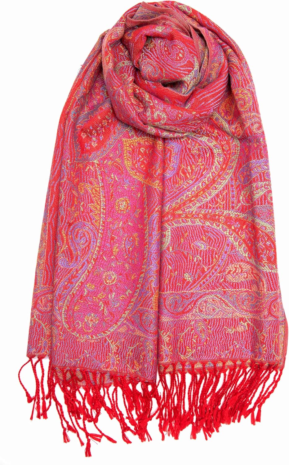 Achillea Reversible Paisley Pashmina Rave Scarf – Exotic Indian Shawls and Wraps for Evening Dresses, Festivals, All Seasons