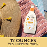 Aveeno Protect + Hydrate Sunscreen Moisturizing Lotion with Prebiotic Oat, Broad SPF60, Paraben, & Oil Free, Weightless, Water & Sweat Resistant (80-min) for Sensitive Skin, 12 Fl Oz