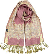 Achillea Reversible Paisley Pashmina Rave Scarf – Exotic Indian Shawls and Wraps for Evening Dresses, Festivals, All Seasons