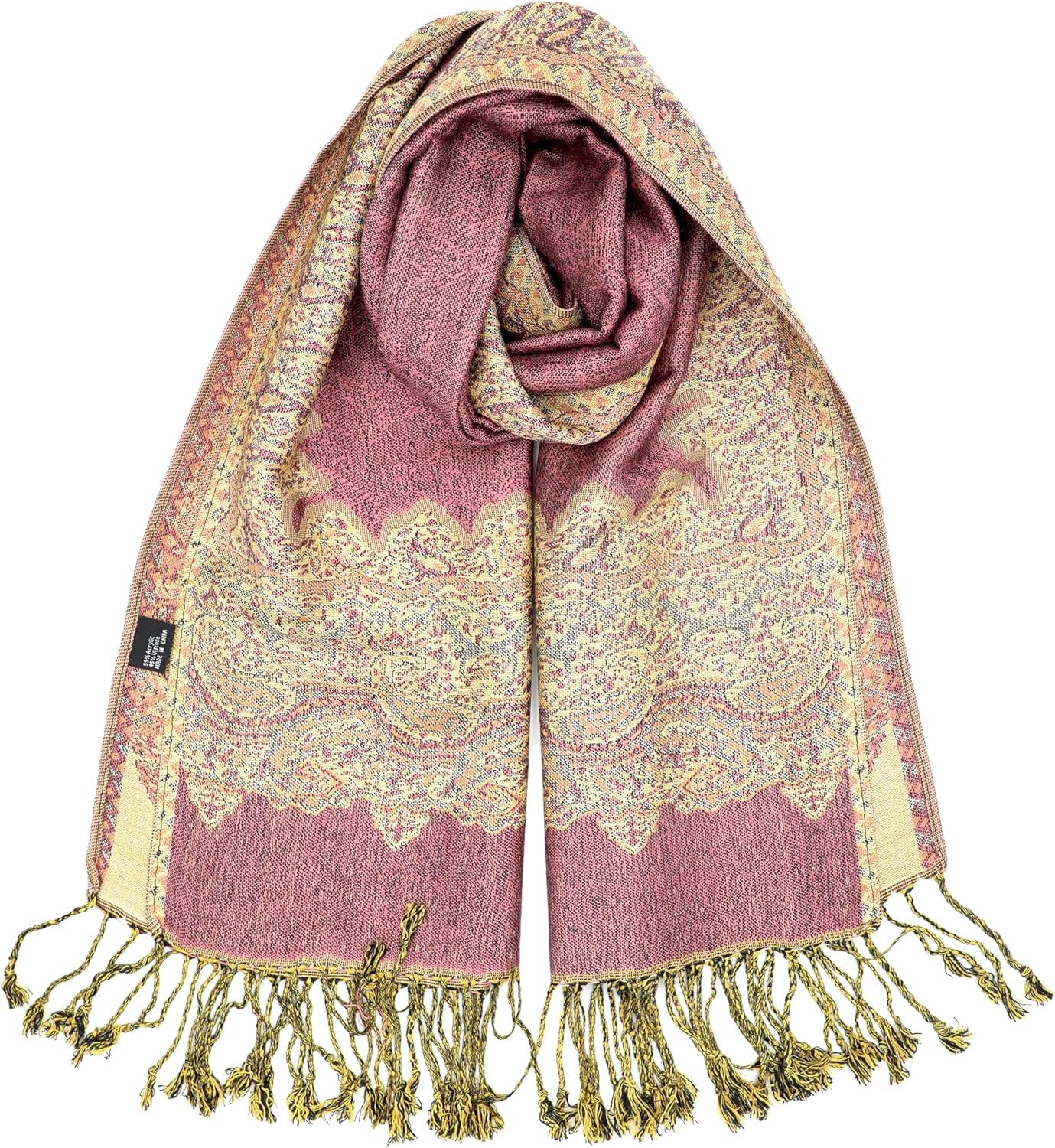 Achillea Reversible Paisley Pashmina Rave Scarf – Exotic Indian Shawls and Wraps for Evening Dresses, Festivals, All Seasons