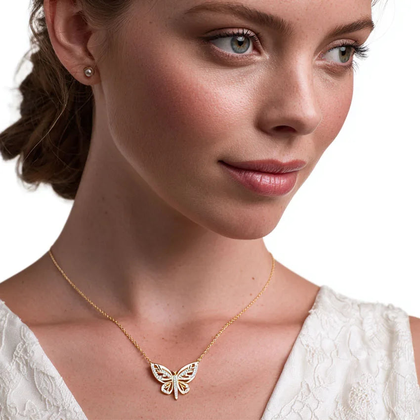 Butterfly pendant OEM manufacturer custom zircon cz necklace trendy jewelry