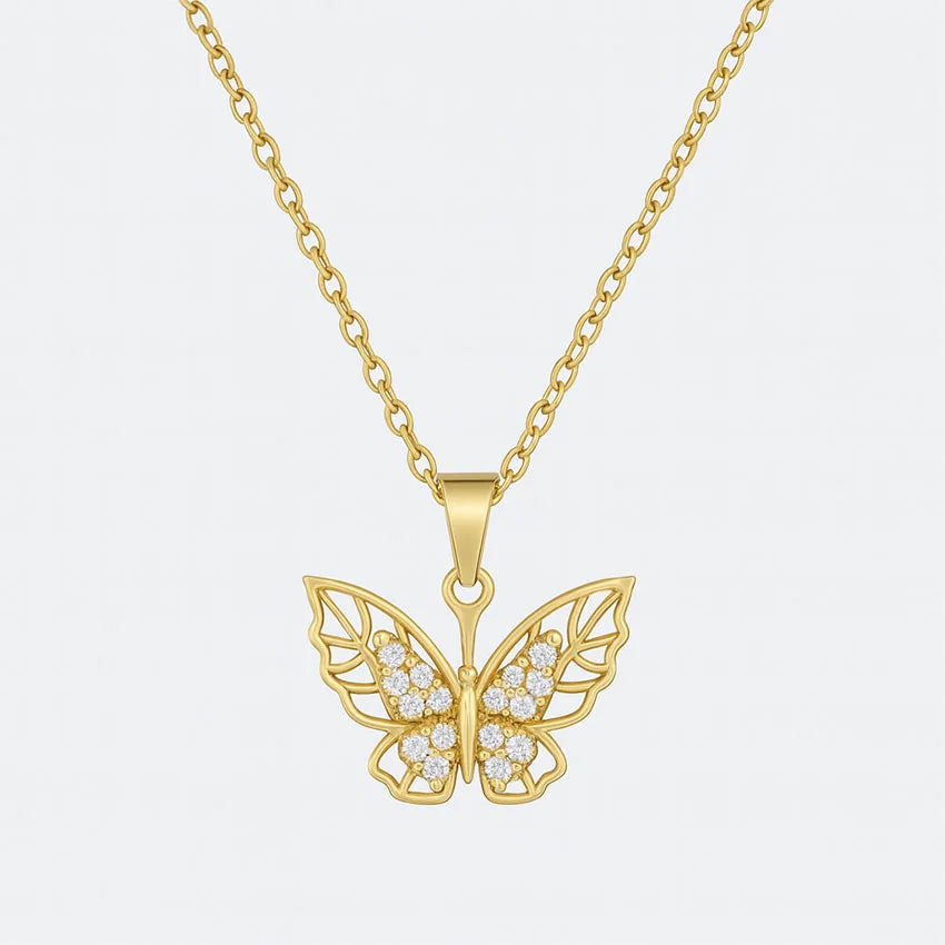 Butterfly pendant OEM manufacturer custom zircon cz necklace trendy jewelry