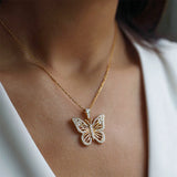 Butterfly pendant OEM manufacturer custom zircon cz necklace trendy jewelry