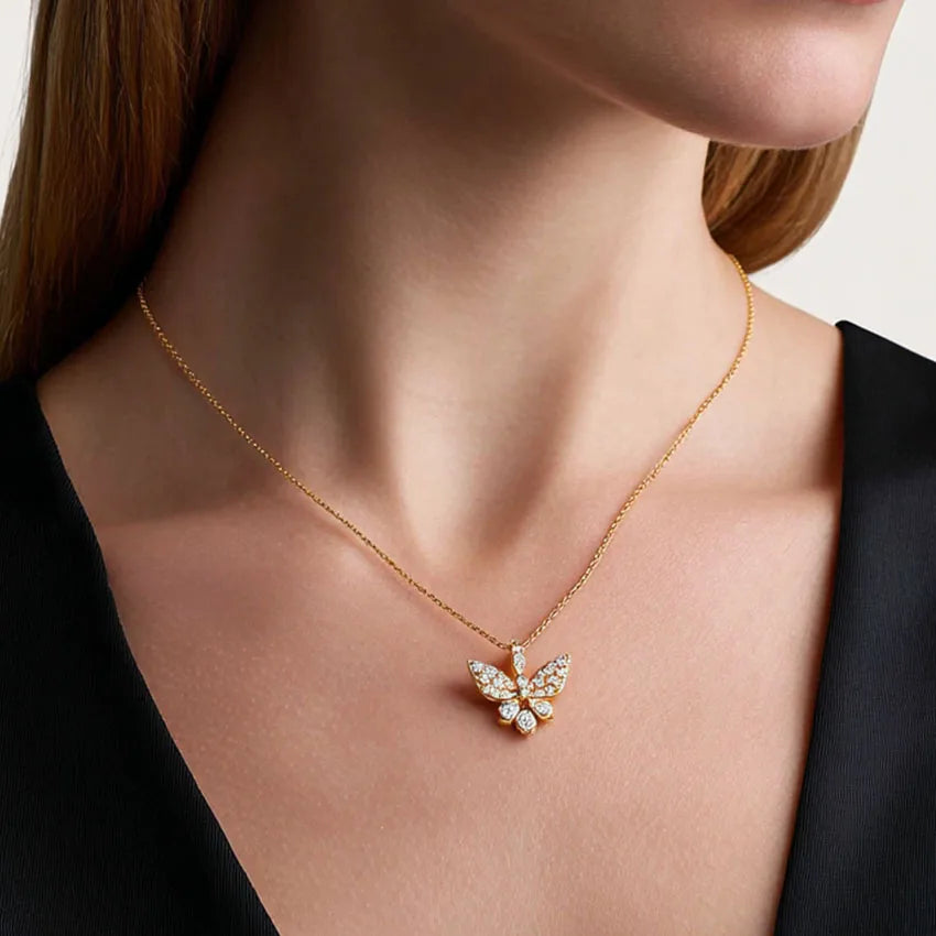 Butterfly pendant OEM manufacturer custom zircon cz necklace trendy jewelry