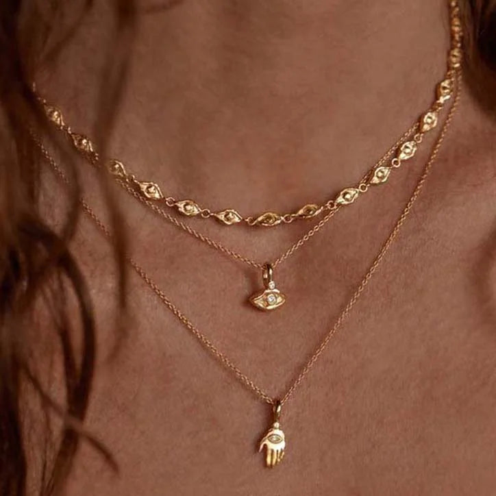 Minimalist 925 Sterling Silver 18K Gold Plated Zircon Necklace Lucky Evil Eye Protected Fashion Weddings Engagements Parties