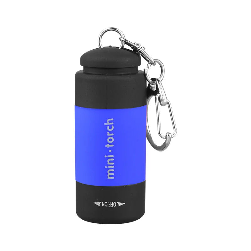 Mini LED Rechargeable USB Flashlight Keychain Metal Torch Key Holder