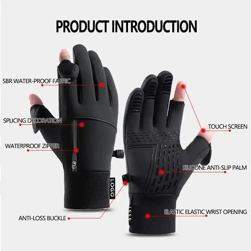 Customized Windproof Sport Thermal Man Touch Screen Waterproof Bike Riding Gloves Winter