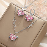 Luxury Golden Braided Knot Jewelry Set Necklace Earrings Ring Elegant Fashion Accessories for Women