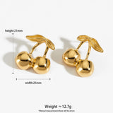CLIORO Wholesale 316L Gold Plated Stainless Steel Necklace Earrings Jewelry Sets Cute Cherry Pendant Jewelry For Women