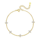 Fine Jewelry 925 Silver Clover Bracelet Chain Jewelry for Women Gold Plated 925 Sterling Silver Clover Zircon Bracelet Jewelry