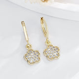Flower pendant 14k copper gold-plated inlaid zircon dating style brass earrings women's jewelry