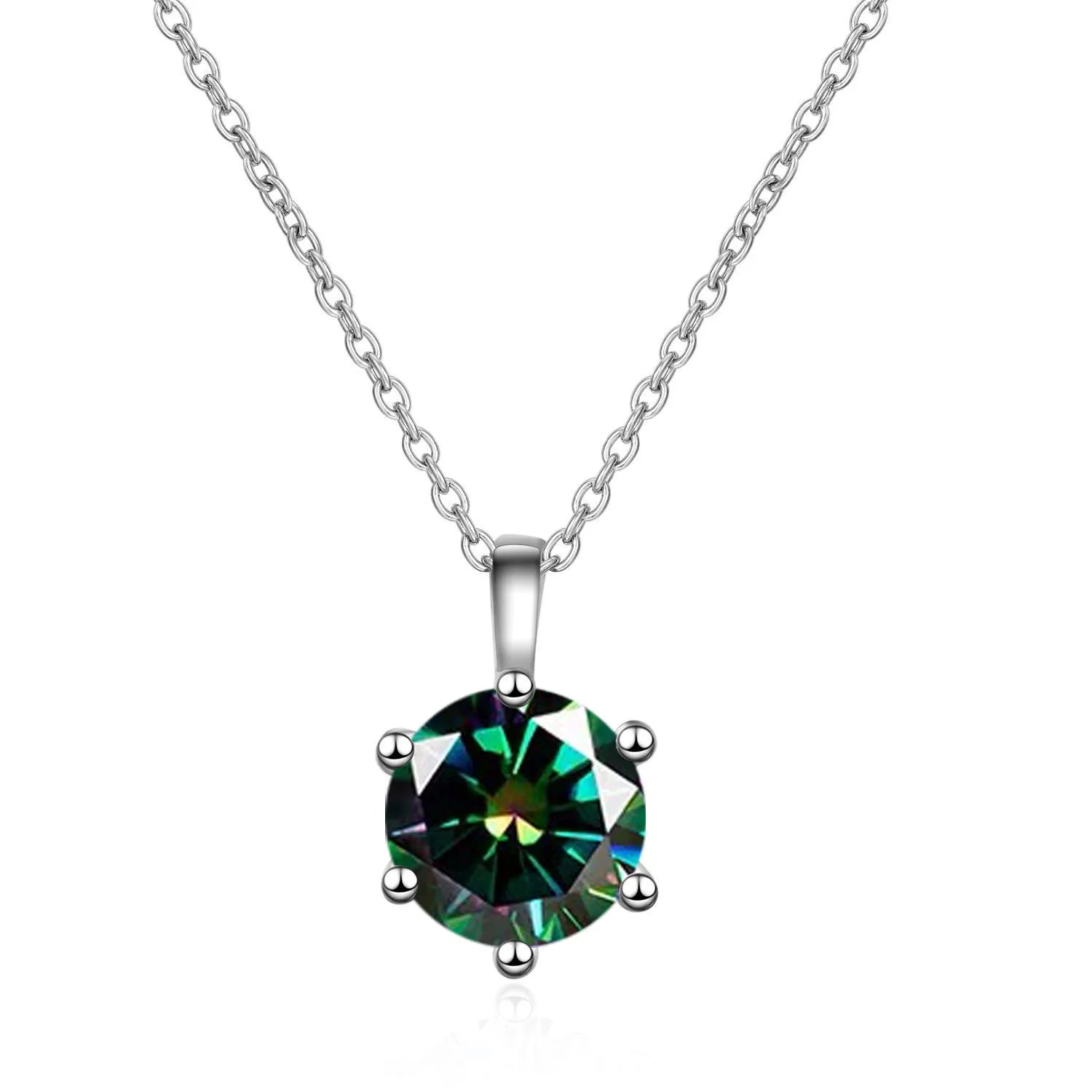 Elegant One Carat Sparkling Diamond Pendant Necklace Trendy Geometric Shape Colorful Inlaid Zircon Fashionable Engagement