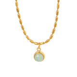 QIFEI 2023 New Stainless Steel Gold Plated Jewelry Vintage Natural Stone Bead Chain Necklace