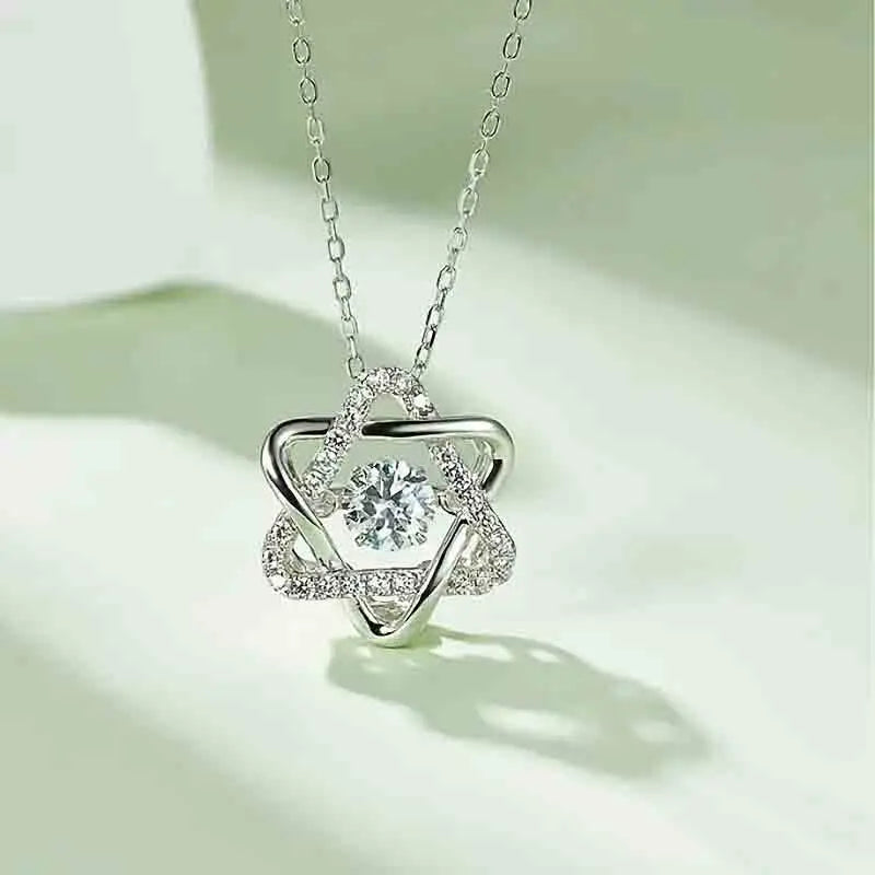 Trendy Bling Bling Star Design Cubic Zirconia Necklace for Women Wedding Jewelry Gifts Silver Plated CZ Pendant Necklaces
