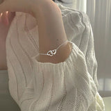 Fashion Bracelet Minimalist Double Heart Hollow Design Delicate Thin Chain Korean Style Niche Jewelry for Women Wholesale