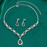 Bride Jewelry Set for Women Crystal Teardrop Necklace and Earrings Two-Piece Set Accessories for Evening Gowns