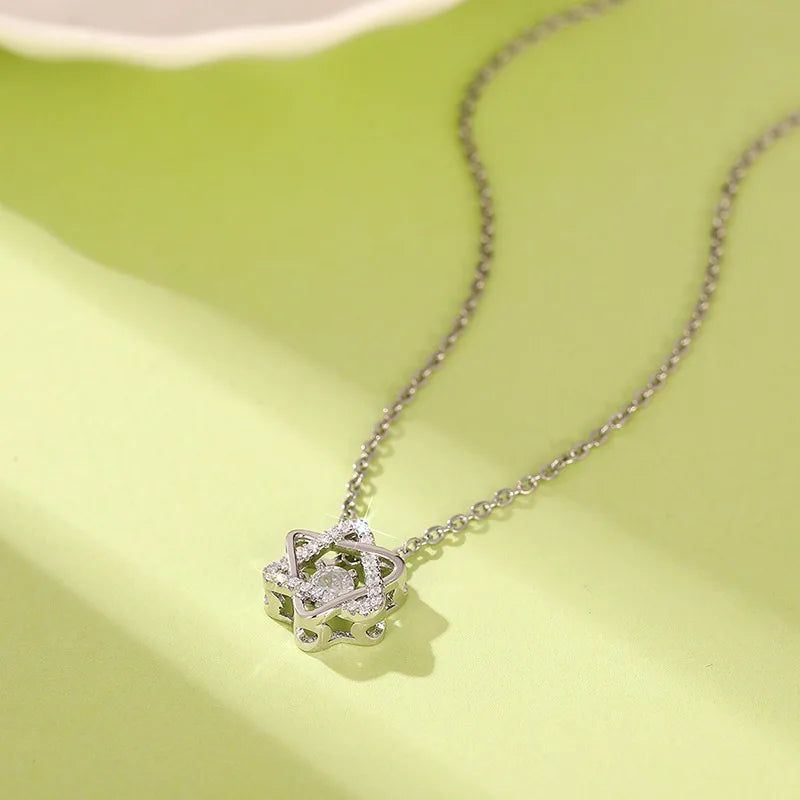 Trendy Bling Bling Star Design Cubic Zirconia Necklace for Women Wedding Jewelry Gifts Silver Plated CZ Pendant Necklaces
