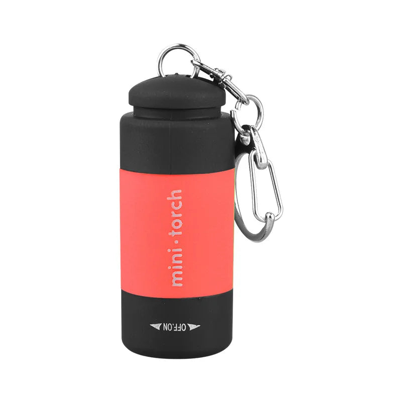 Mini LED Rechargeable USB Flashlight Keychain Metal Torch Key Holder