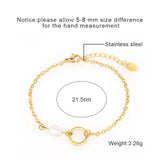 18K Gold Plated Stainless Steel Link Chain Nature Freshwater Pearl Pendant Bracelet Jewelry Bracelet Women