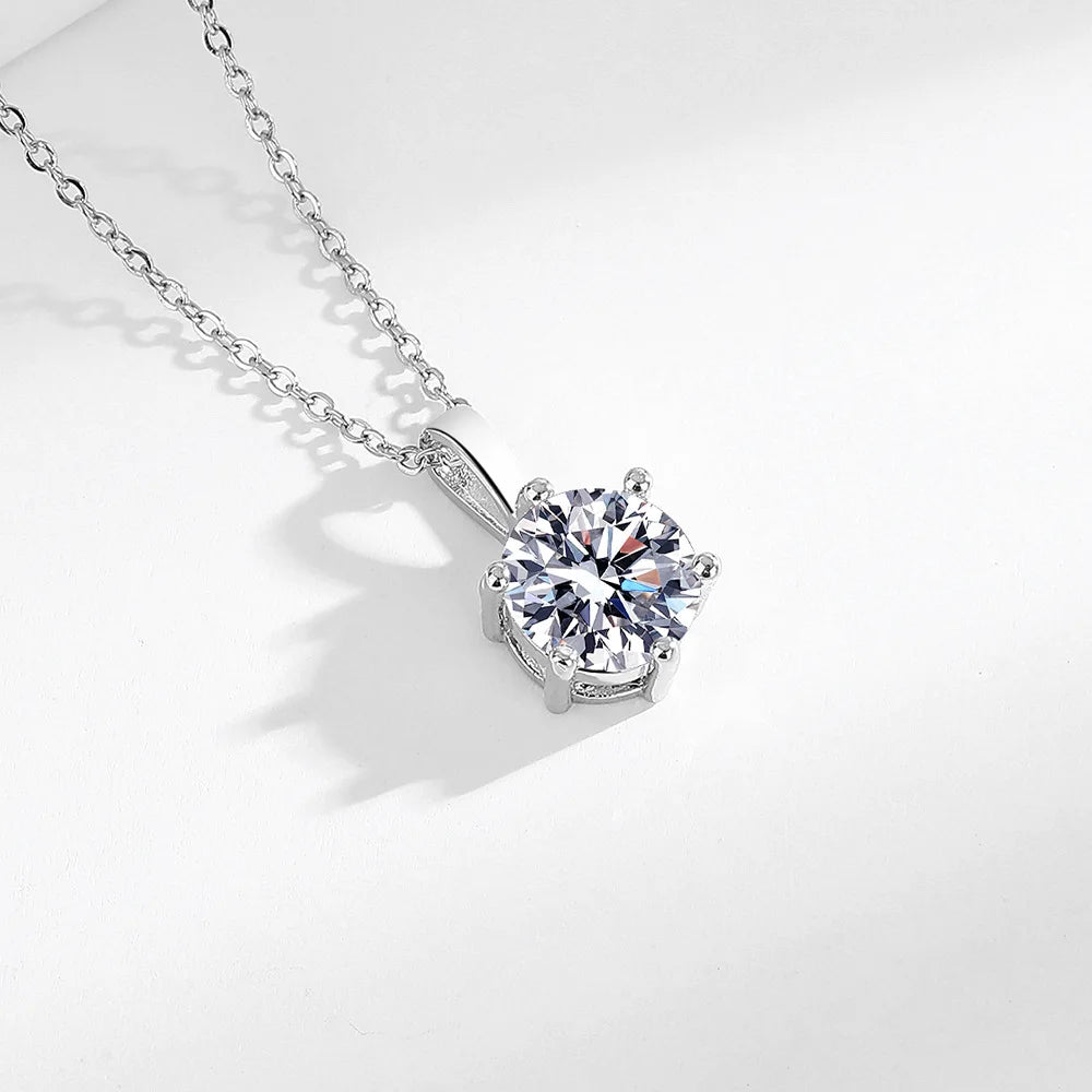 Elegant One Carat Sparkling Diamond Pendant Necklace Trendy Geometric Shape Colorful Inlaid Zircon Fashionable Engagement