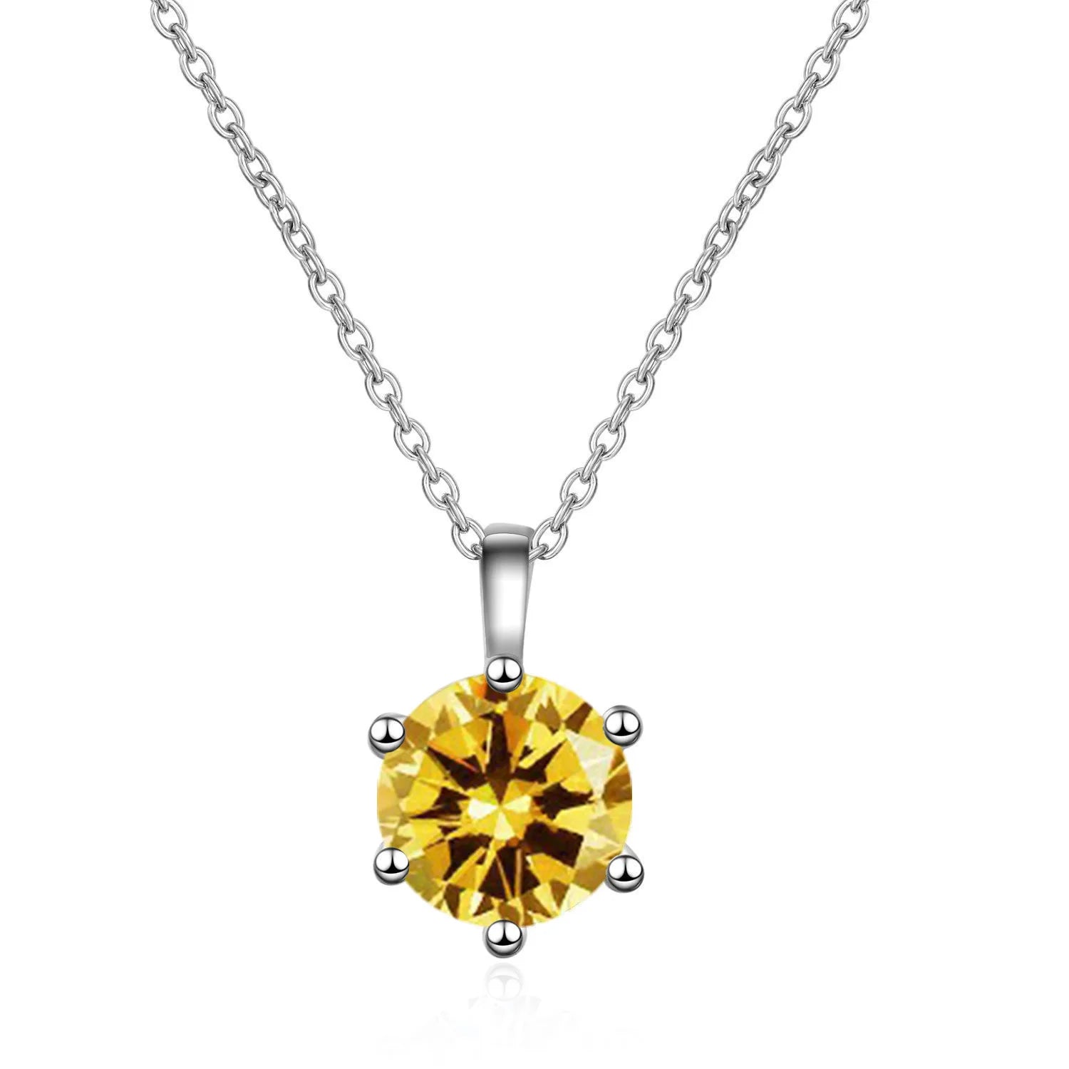 Elegant One Carat Sparkling Diamond Pendant Necklace Trendy Geometric Shape Colorful Inlaid Zircon Fashionable Engagement