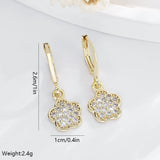 Flower pendant 14k copper gold-plated inlaid zircon dating style brass earrings women's jewelry