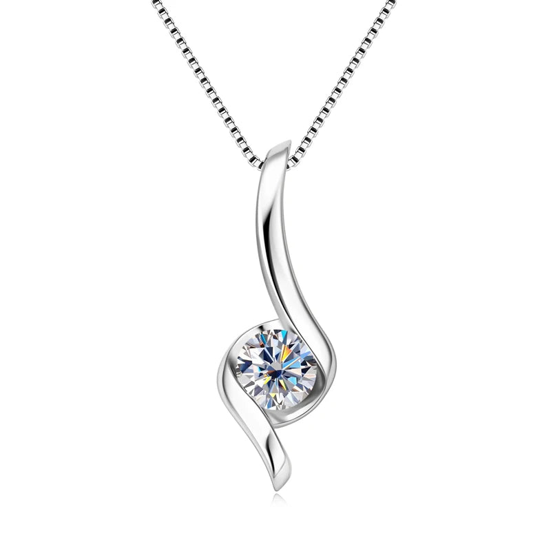 Fine Jewelry Necklaces Moissanite 925 Sterling Silver 4mm 0.3ct Moissanite Twist Pendant Necklace for Women