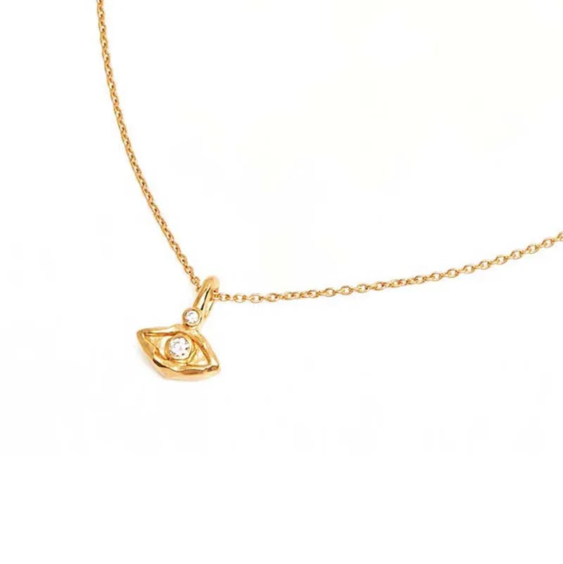 Minimalist 925 Sterling Silver 18K Gold Plated Zircon Necklace Lucky Evil Eye Protected Fashion Weddings Engagements Parties