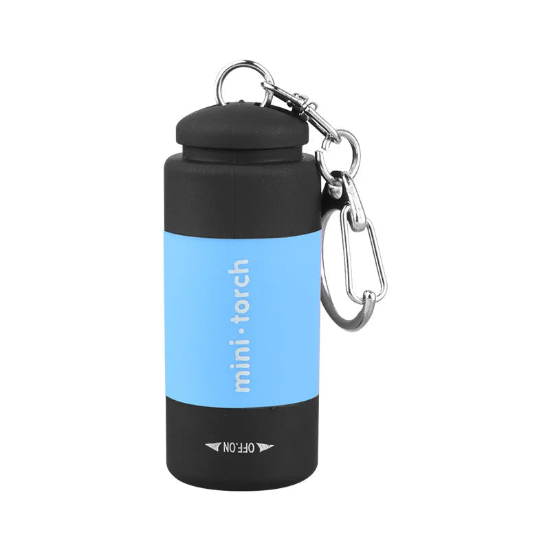 Mini LED Rechargeable USB Flashlight Keychain Metal Torch Key Holder