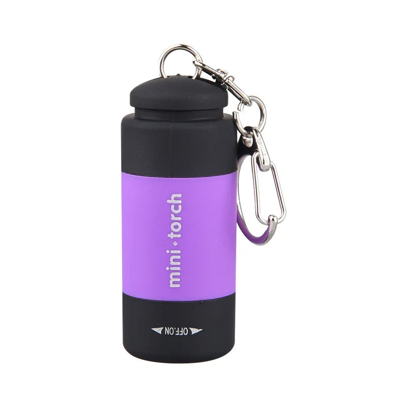 Mini LED Rechargeable USB Flashlight Keychain Metal Torch Key Holder