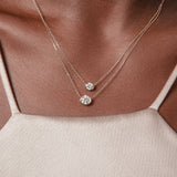 LOZRUNVE 925 Sterling Silver Shinning Elegant Solitaire Diamond Crystal Chain Necklace Choker Jewelry Set