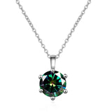 Elegant One Carat Sparkling Diamond Pendant Necklace Trendy Geometric Shape Colorful Inlaid Zircon Fashionable Engagement