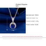 Luxury Style Women's Necklace with Micro Inlaid Sapphire Pendant Brilliant Zircon Trendy Collarbone Chain for Engagement Parties