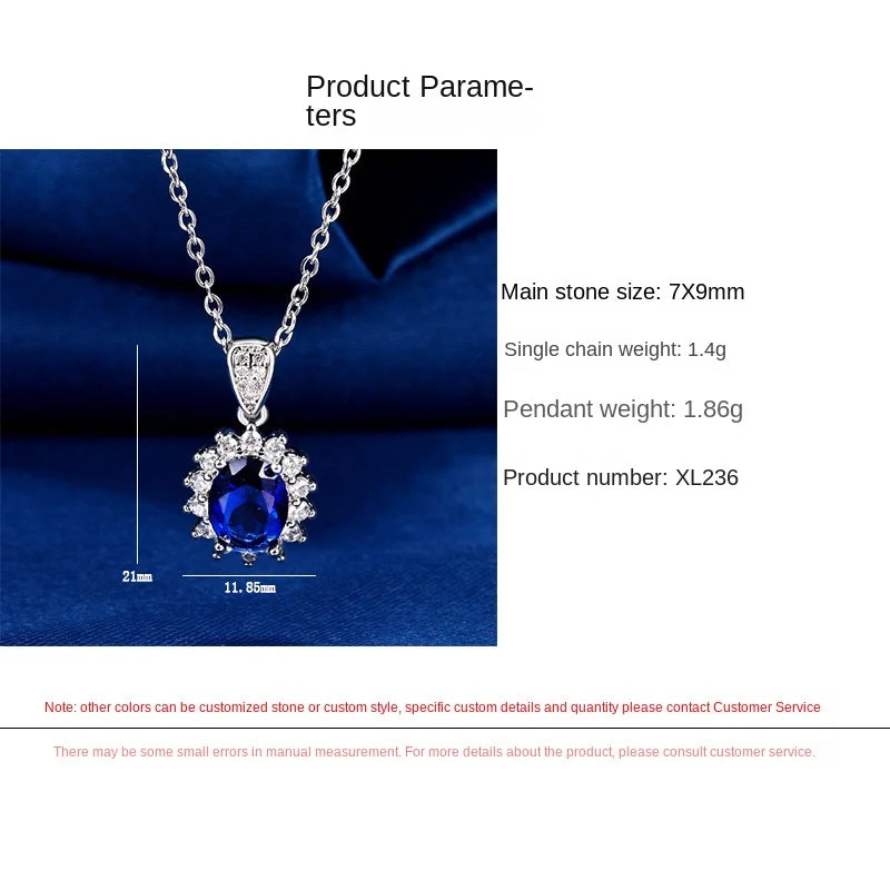 Luxury Style Women's Necklace with Micro Inlaid Sapphire Pendant Brilliant Zircon Trendy Collarbone Chain for Engagement Parties