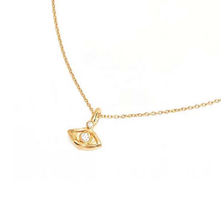 Minimalist 925 Sterling Silver 18K Gold Plated Zircon Necklace Lucky Evil Eye Protected Fashion Weddings Engagements Parties