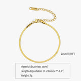 Trendy Stainless Steel Snake Bone Chain Necklace and Herringbone Bracelet Gold Flat Chain with Geometric Pattern for Women Men