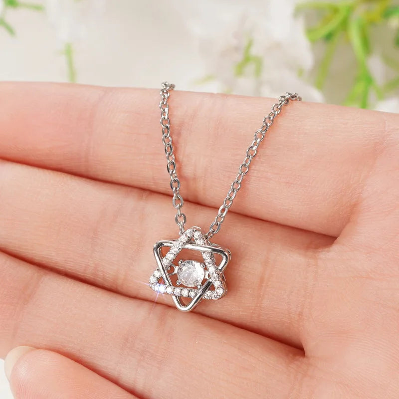 Trendy Bling Bling Star Design Cubic Zirconia Necklace for Women Wedding Jewelry Gifts Silver Plated CZ Pendant Necklaces