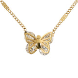 Right Grand New Fashion Female CZ Zircon Stainless Steel Jewelry 18k Gold Plated Butterfly Necklace
